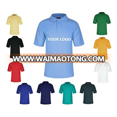 Wholesale price small moq quantity boys one-color solid combination spandex polyester blended promotional polo shirt kids